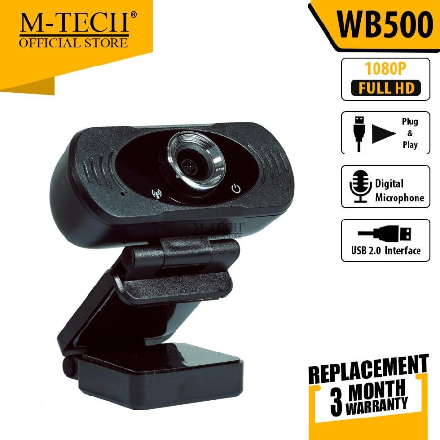 Webcam WB500 Web Camera 1080P Full HD Merk MTech Original