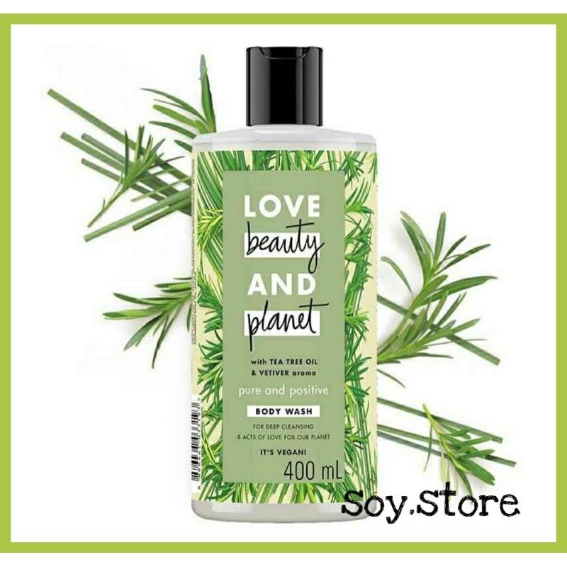 Love Beauty & Planet Vegan Body Wash Tea Tree Oil & Vetiver Purifying & Gentle Detox 400ml