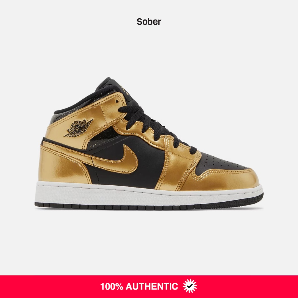 Air Jordan 1 Mid Metallic Gold Black (GS)