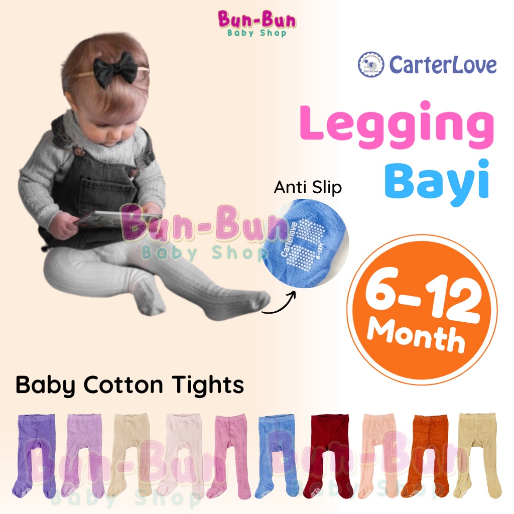 CarterLove Import Legging Bayi Polos 6-12 Bulan Celana Panjang Kaki Tutup Leging Cotton Rich 0-6 Balita Anak Laki Perempuan Baby Stocking Perlengkapan Baru Lahir Peralatan New Born Boy Girl Bunbunbabyshop