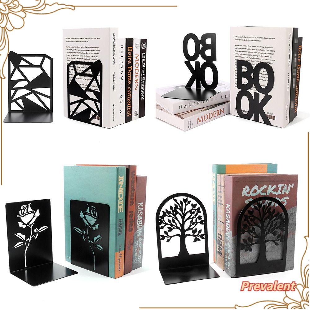 Preva 2PCS/Set Bookends Hadiah Kantor Perlengkapan Sekolah Meja Organizer Non-Slip Melubangi Kreatif Alat Tulis Buku Penyangga Rak