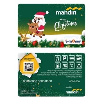 Mandiri eMONEY Edisi NATAL/CHRISTMAS SANTA CLAUSE Green Background ORI /Like Tapcash Flazz eToll or Brizzi