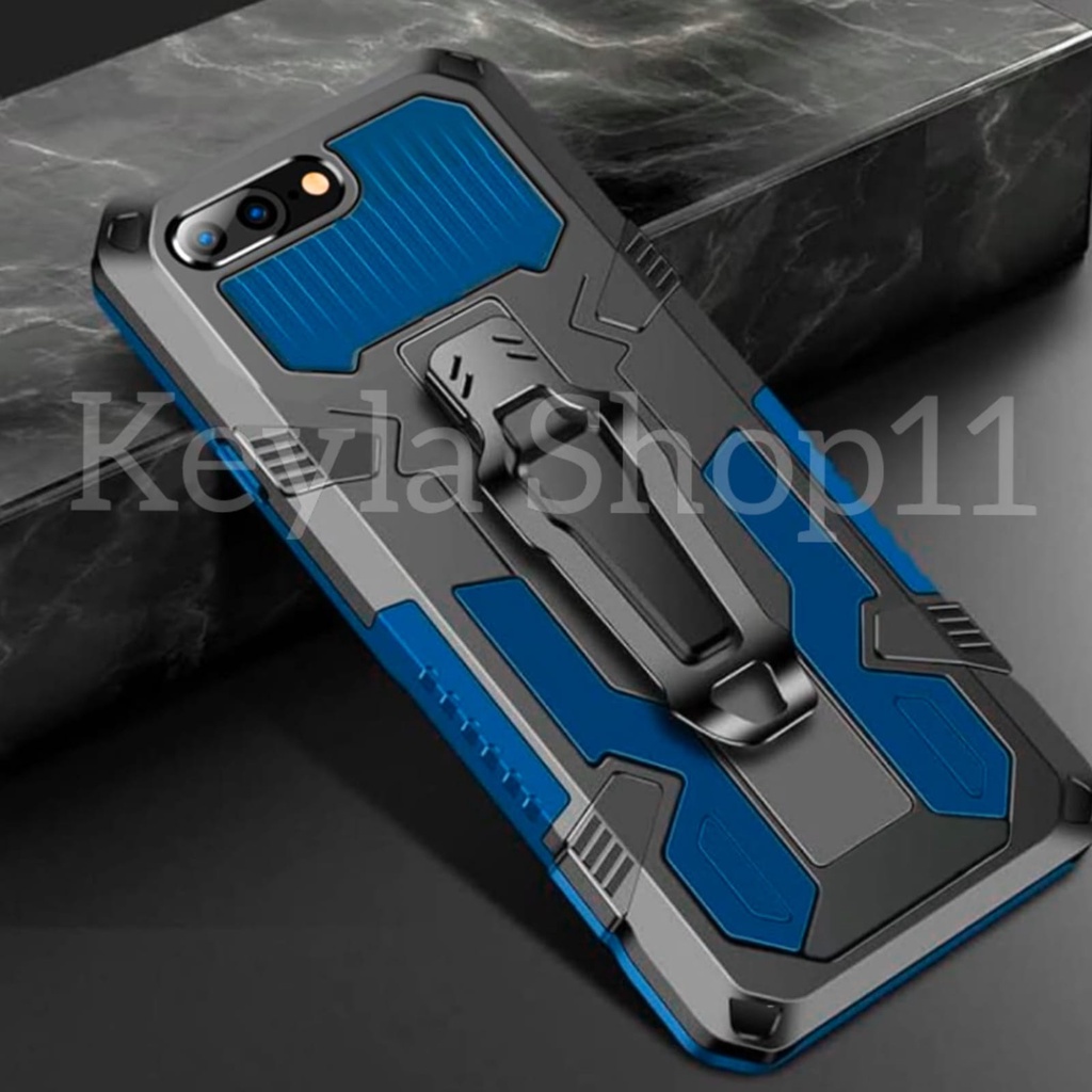 Casing HP Untuk OPPO A3S Soft Case Kick Stand Clip Hard Case Robot Armor  I Crystal