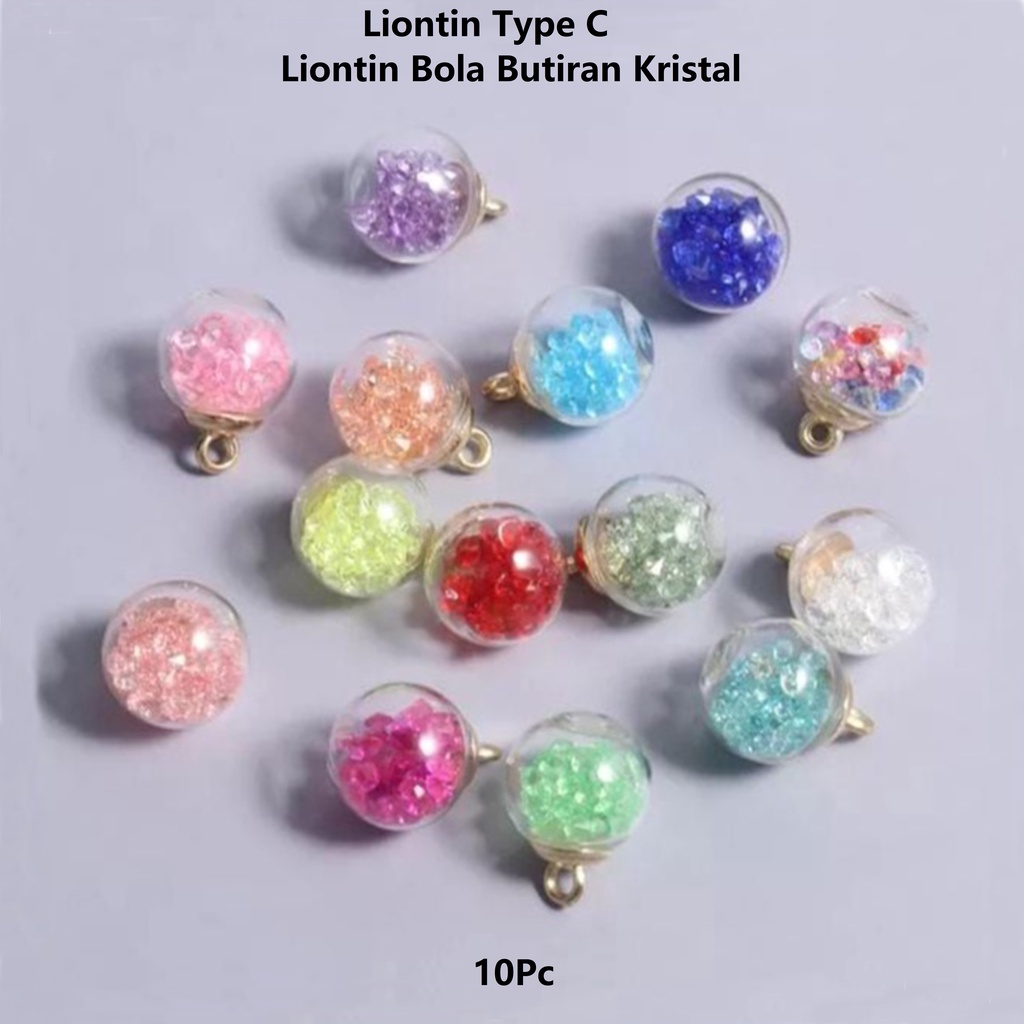 Liontin Bola Kaca Transparan Type C Butiran Kristal/Liontin Bola Pentagram Harga/10pcs