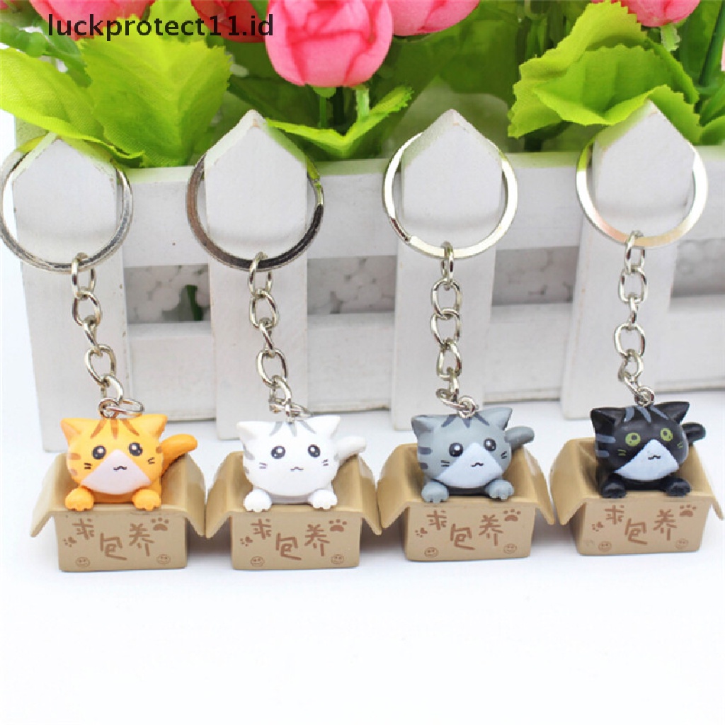 /Fashion Hot// Fashion// 4PCS Cats Keyring Kartun Kucing Gantungan Kunci Mobil Gantungan Liontin Tas Dompet Hadiah.