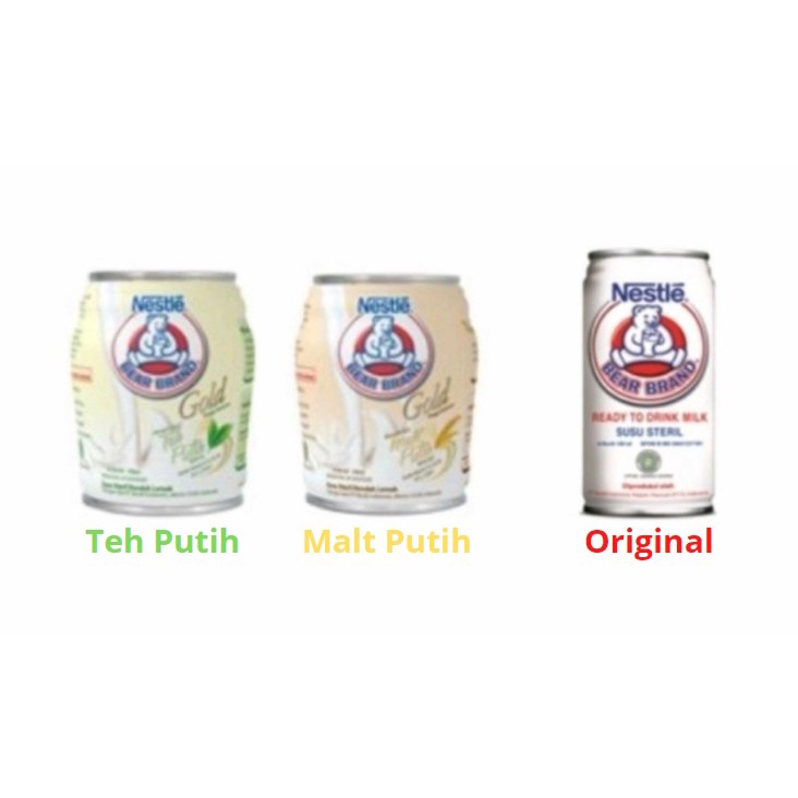 

Nestle Bear Brand / Susu Beruang RTD Original/ White Tea / White Malt 140 ml - 189 ml
