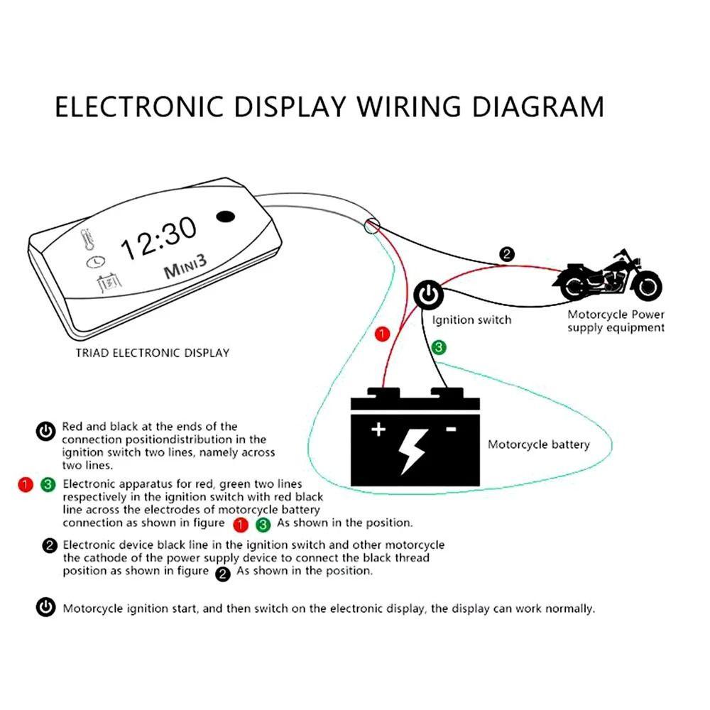 Top Jam Waktu Digital Presisi Tinggi Anti Air IP67 Untuk Motor Skuter Mobil Perahu Voltmeter