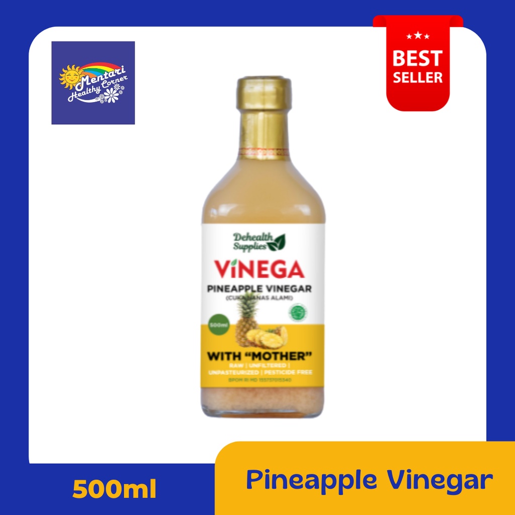 Vinega Fruit Vinegar 500ml / Vinega Cuka Buah [Apel, Nanas, Lemon] (Botol Kaca)