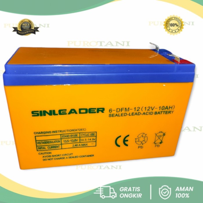 Battery UPS 12V-10AH Aki Sprayer 10 AH Baterai SINLEADER 10AH-12V