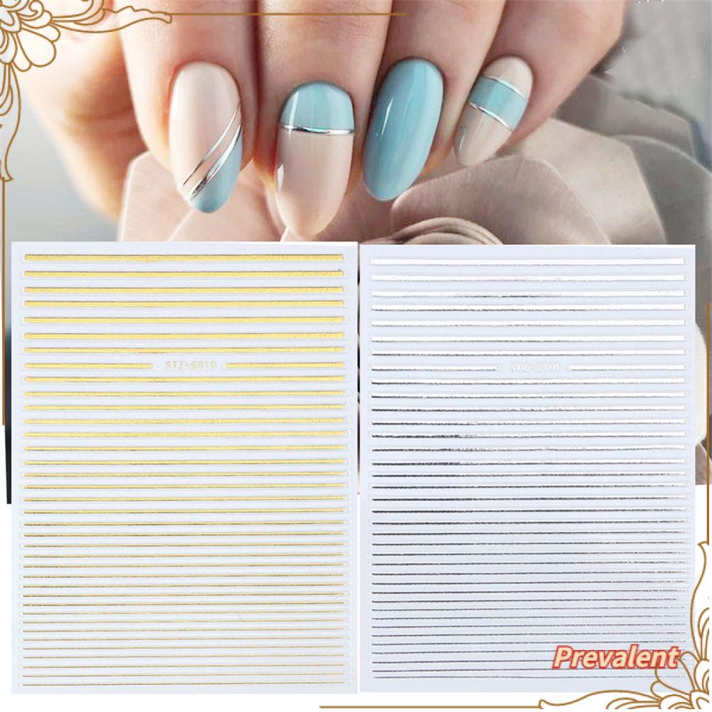 Preva 3D Nail Sticker Star Silver Gold Waved Lines Stripe Stiker Transfer