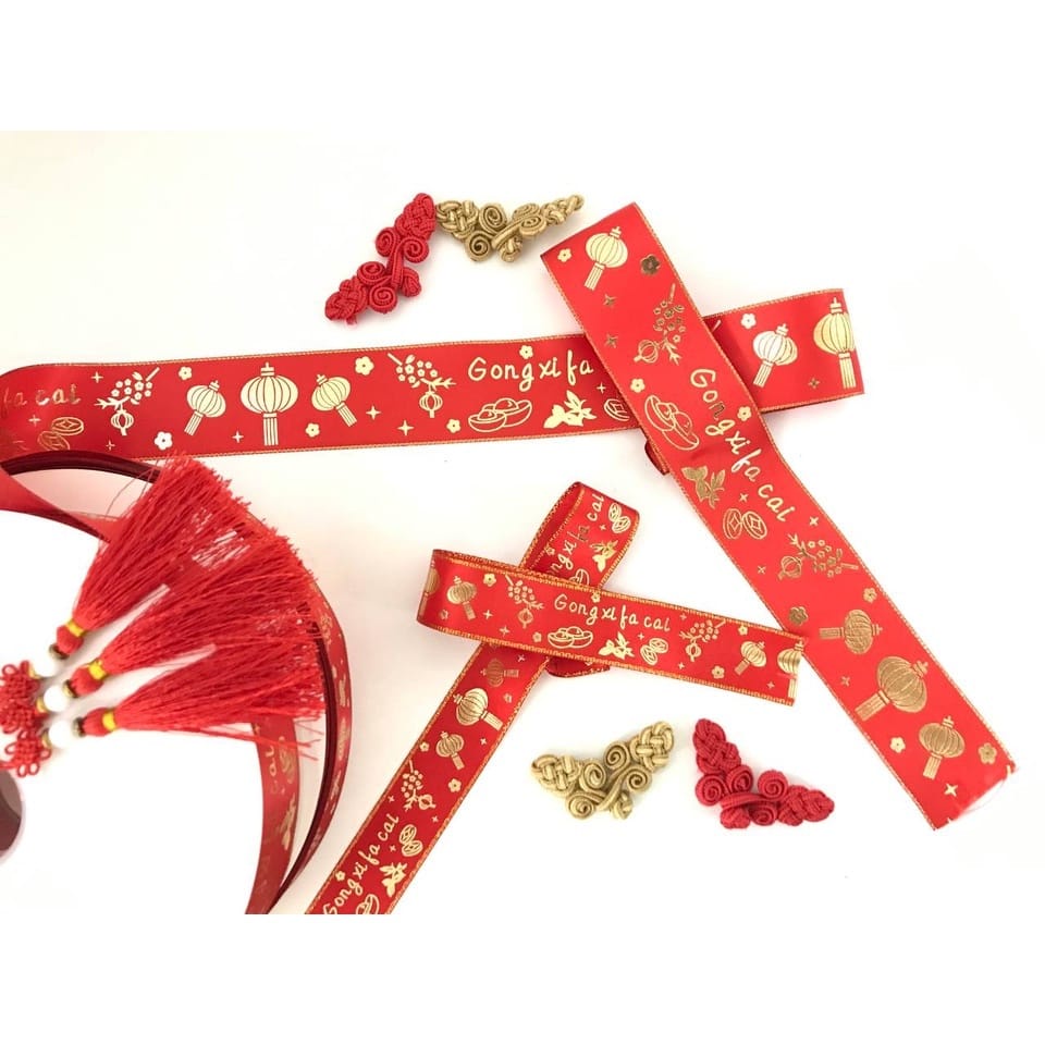 1 YARD - PITA IMLEK SINGLE SATIN / GONG XI FA CAI / SINCIA / TAHUN BARU CINA / CNY PREMIUM