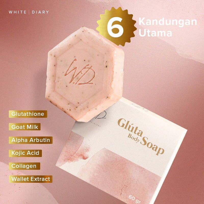 White Diary Gluta Whitening Body Soap / Sabun Pemutih