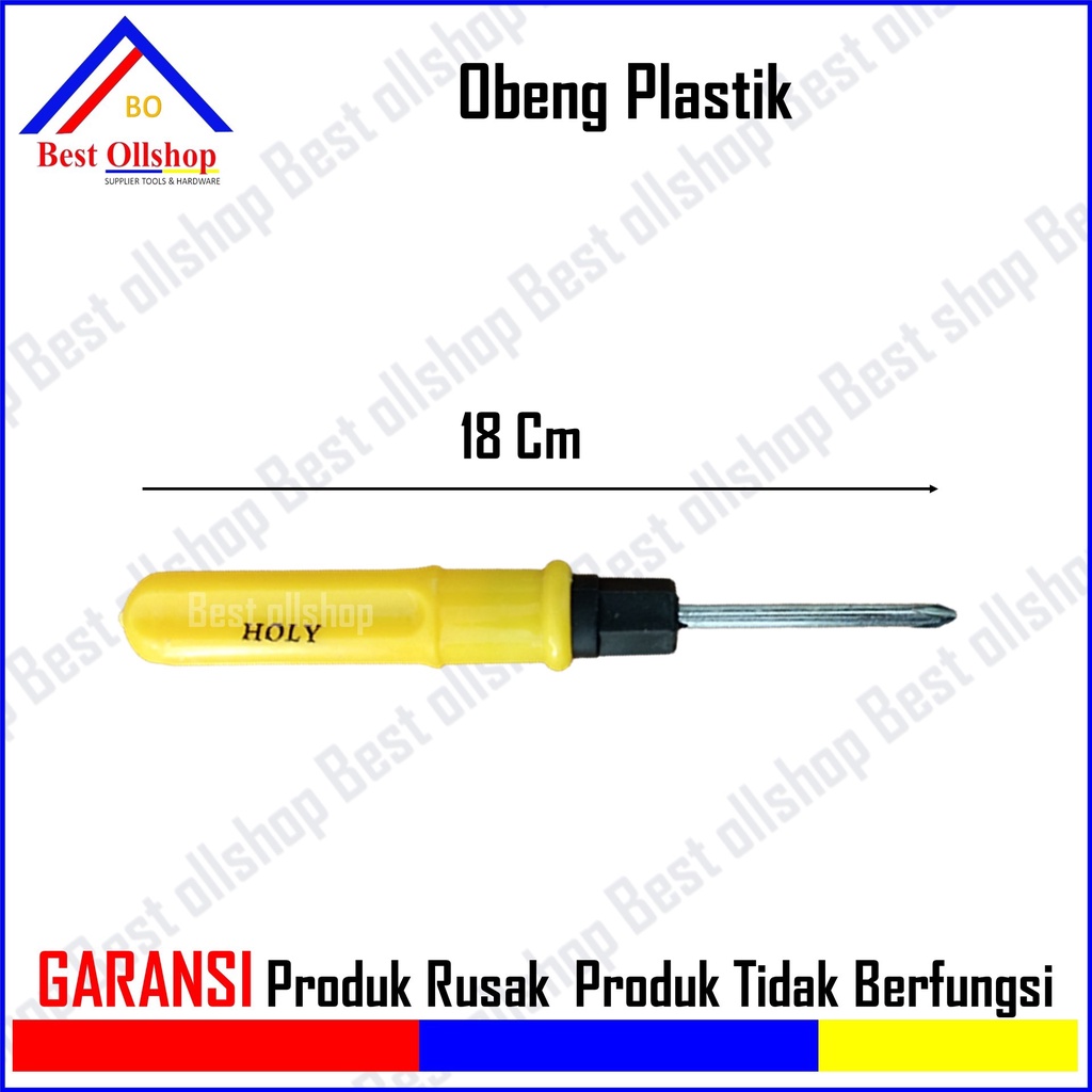 Obeng BB Bolak Balik Min Plus / Obeng Blimbing Plastik Kuning Bolak Balik 4 Inch