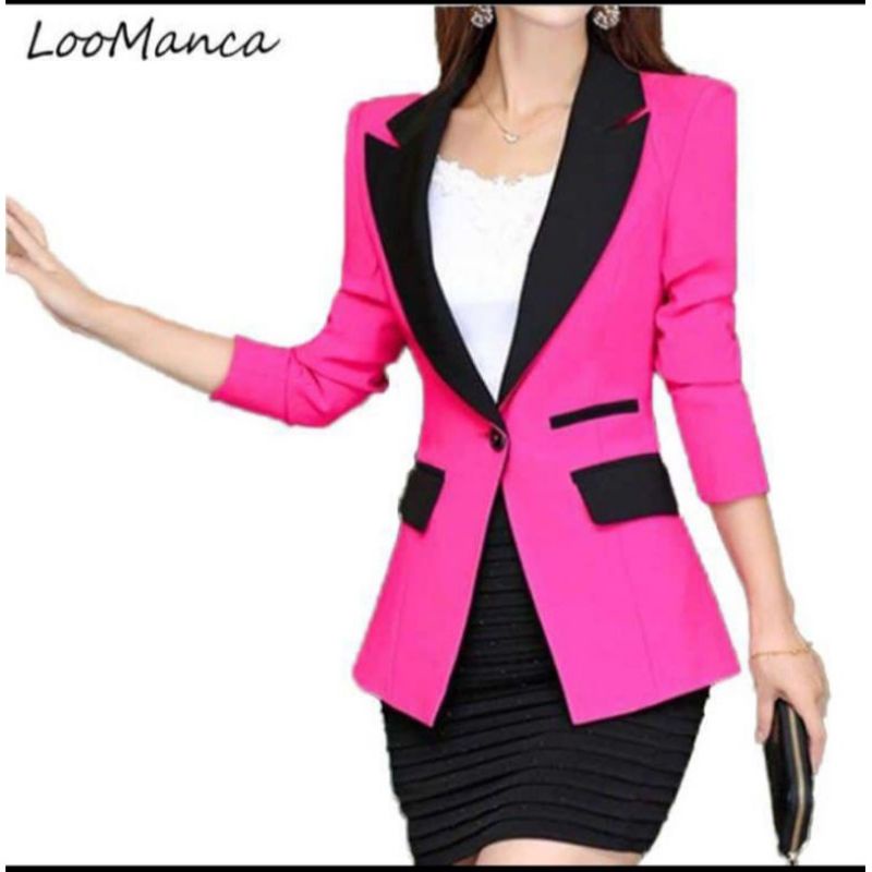 Jas blazer pink wnita / blazer wanita terbaru / jas blazer wanita