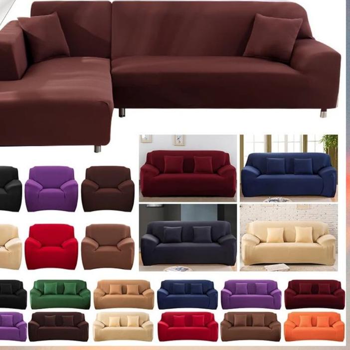 Jual Terlaris COVER SOFA POLOS Sarung Sofa Seater Motif 1 2 3 4 Seater L Shaped Sudut Siku