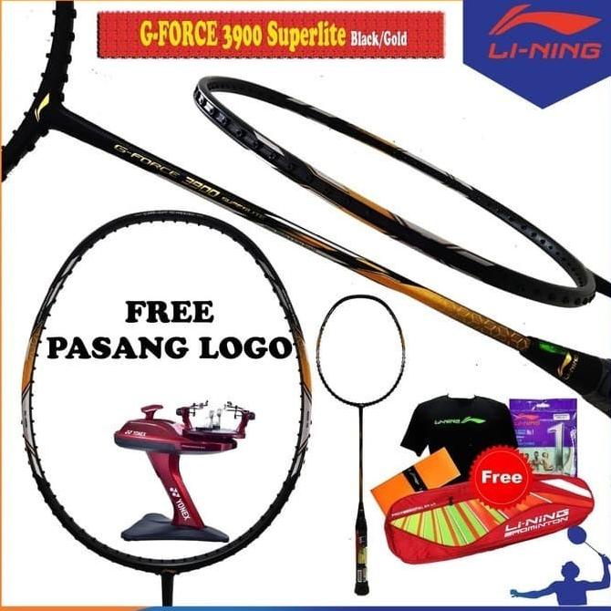 RAKET BADMINTON LINING G FORCE 3900 SUPERLITE ORIGINAL - BLACK GOLD