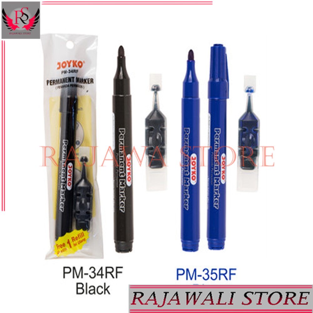 

Permanent Marker Spidol Permanen Joyko PM-34RF Black PM-35RF Blue PM-36RF Free Refill - Rajawali Store 45