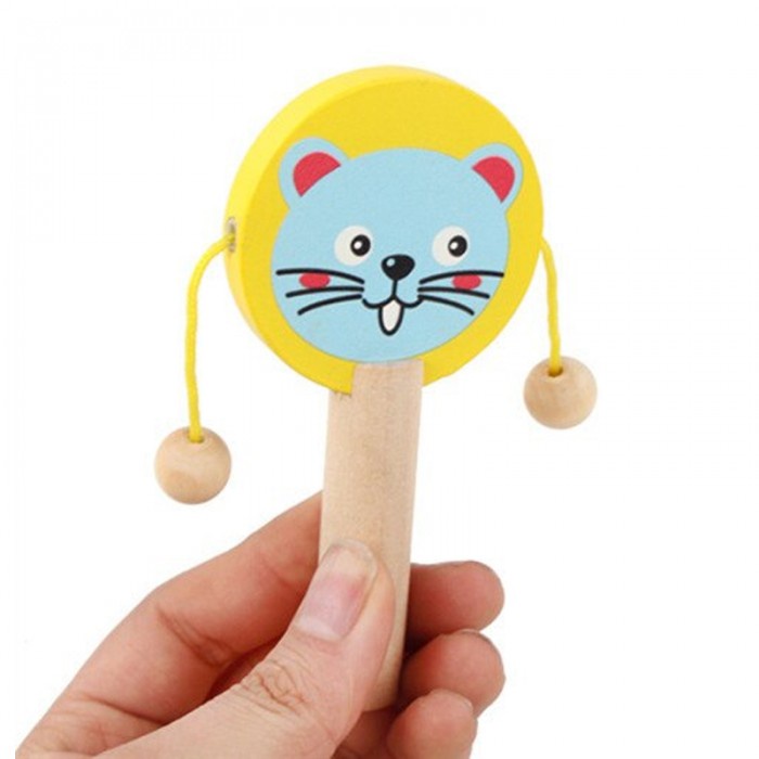 MAINAN MUSIK ANAK BAYI RATTLE DRUM TEPUK KAYU MONTESSORI CLAPPER HEWAN ALAT MUSIK WOODEN HAND DRUM EDUCATION TOY