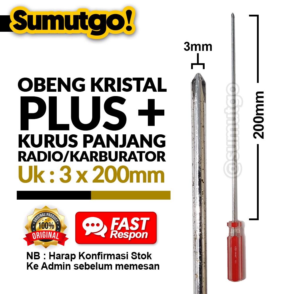 Obeng Kristal Bunga Plus Panjang 3 x 200 mm / Obeng Mini Screwdriver Radio Karburator 8 inch