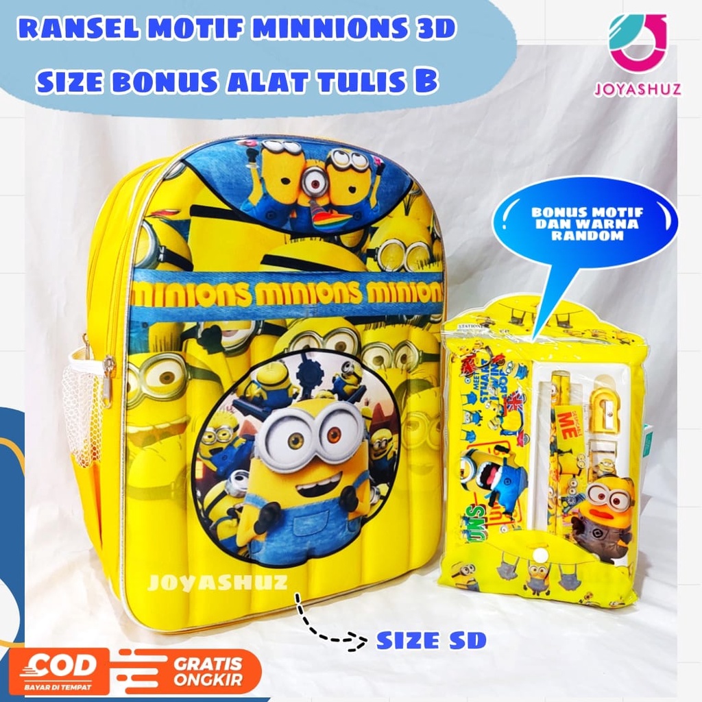 Tas Anak Laki-laki Gratis Bonus - Ransel  Anak SD Minion Gemas  - Tas Ransel Sekolah Anak SD  Karakter Minnion - Tas Anak Perempuan SD Gratis Botol Dan Misting - Tas Sekolah Anak Perempuan Laki-laki Karakter Lucu - Joyashuz