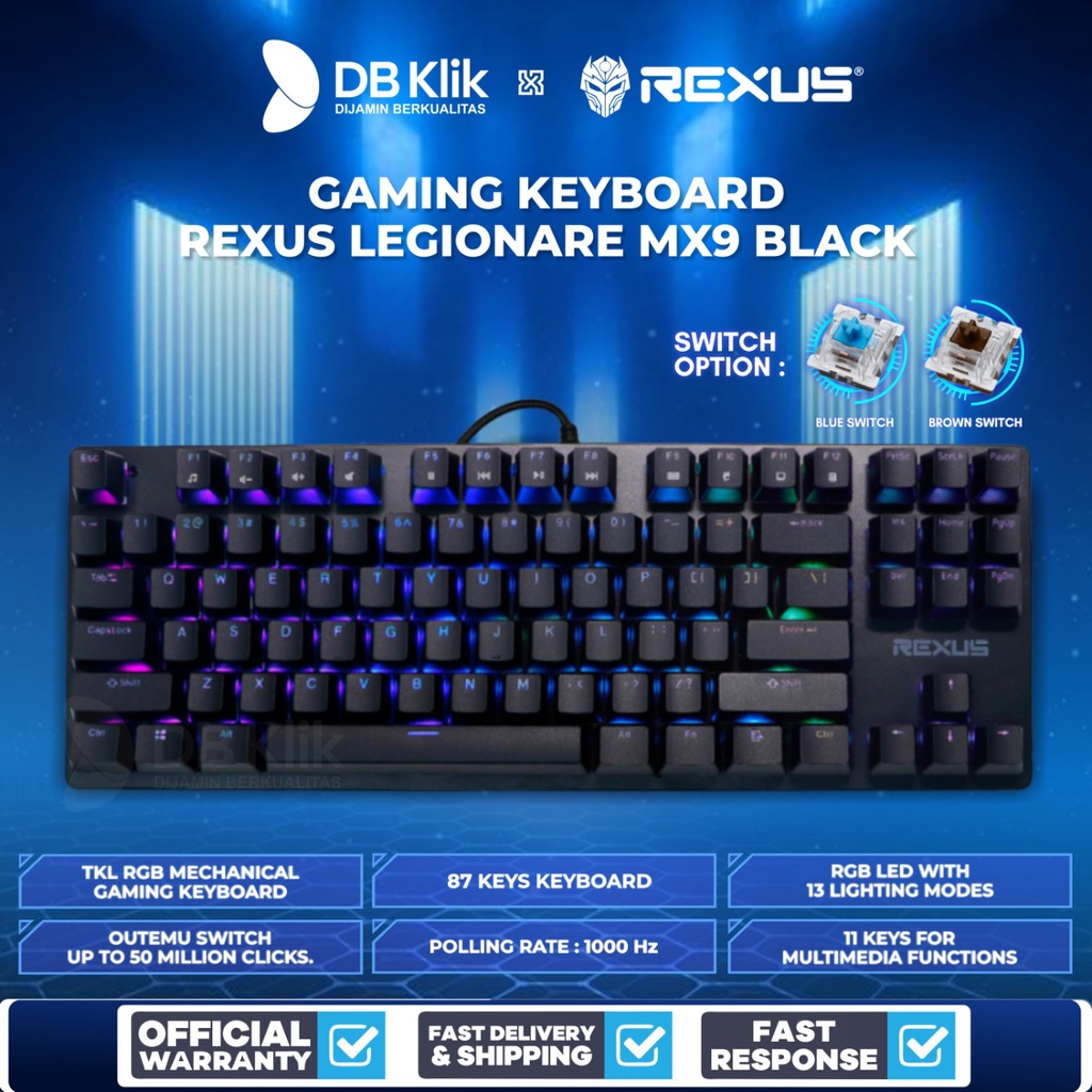 Keyboard Gaming Rexus Mecha Legionare MX9 TKL RGB BLACK - Rexus MX9