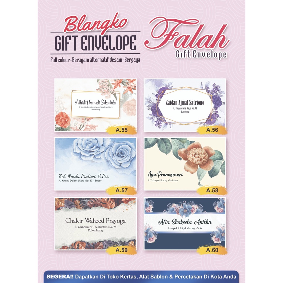 

Amplop Kondangan / Angpau Sumbangan Nikah Motif Falah Seri 2 Ukuran Kecil Isi 50 Per Box Harga Murah