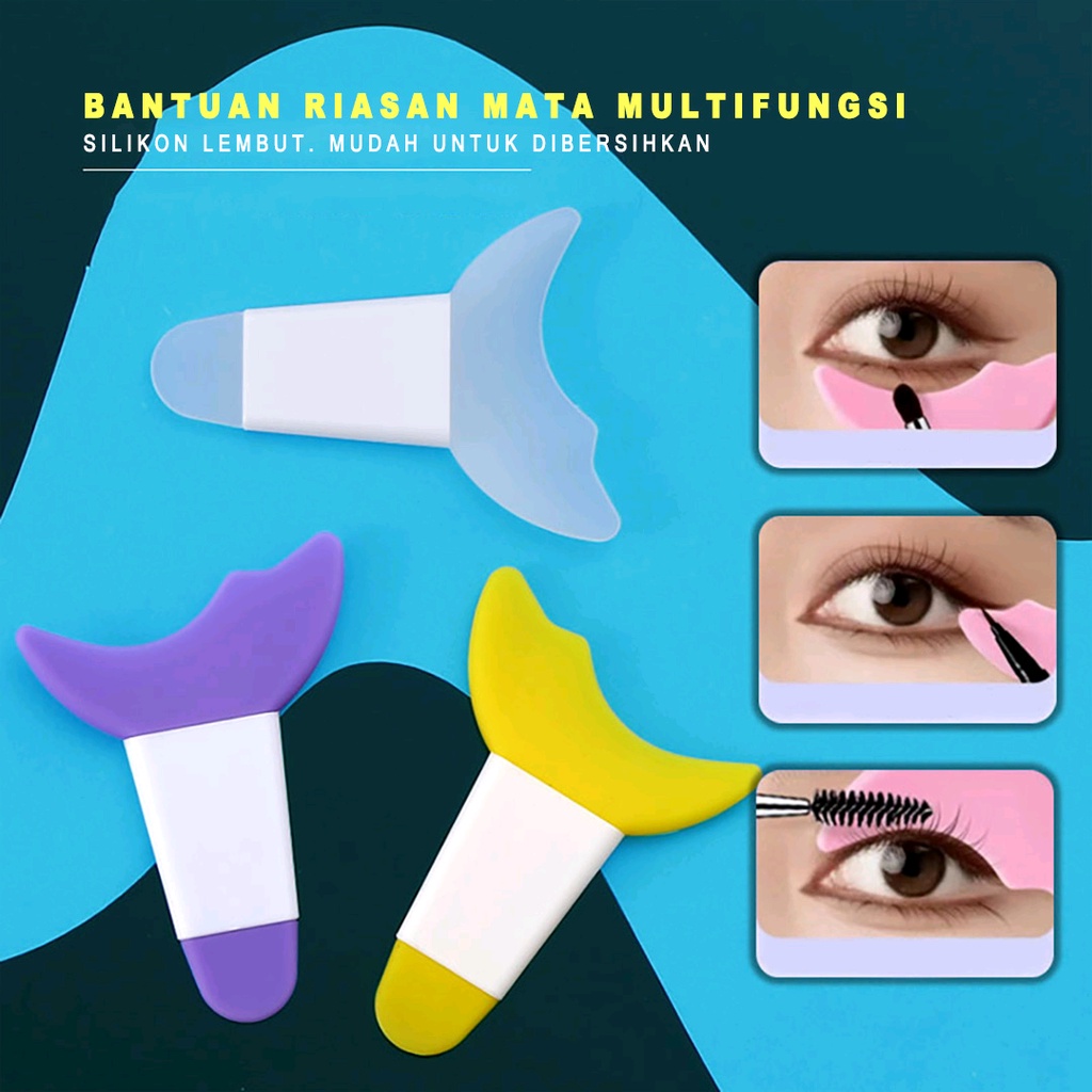 GrosirMart Alat Bantu Maskara / Eyeliner / Eyeshadow 3 in 1 Bahan Silikon Reusable / Alat Bantu Makeup