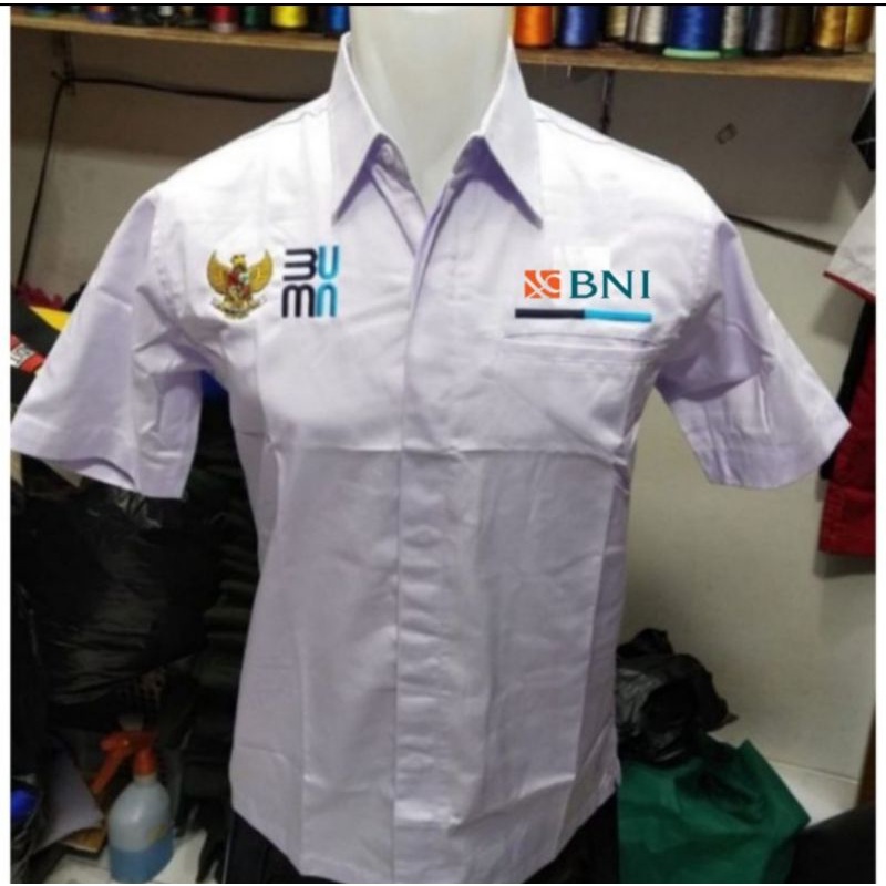 Jual Kemeja Seragam Baju Bank Bni Terbaru Warna Hitam Putih Crem Maron Nevy Abu Army