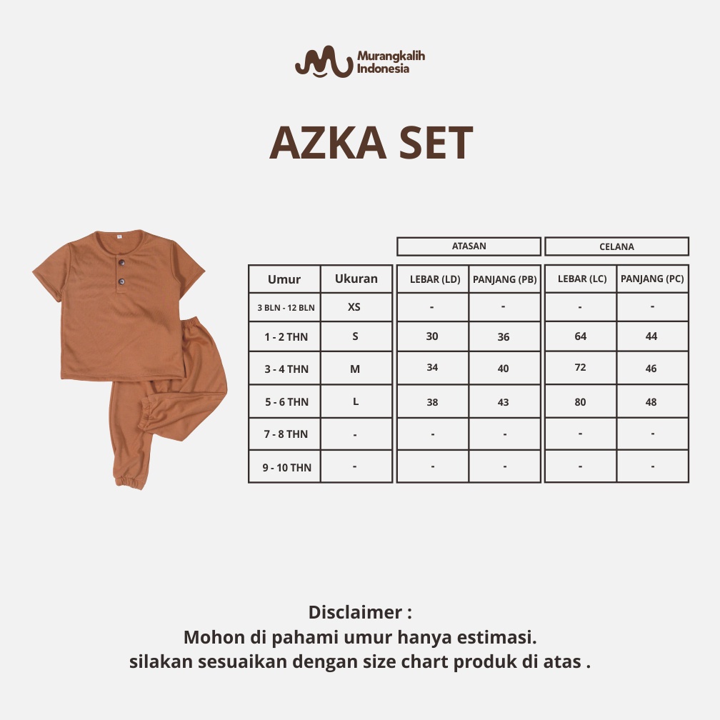 MURANGKALIH - AZKA SET | Setelan Jogger Anak 1-5 Tahun Piyama Anak Setelan Kancing Dua Anak Celana Jogger Dan Baju Anak Setelan Polos