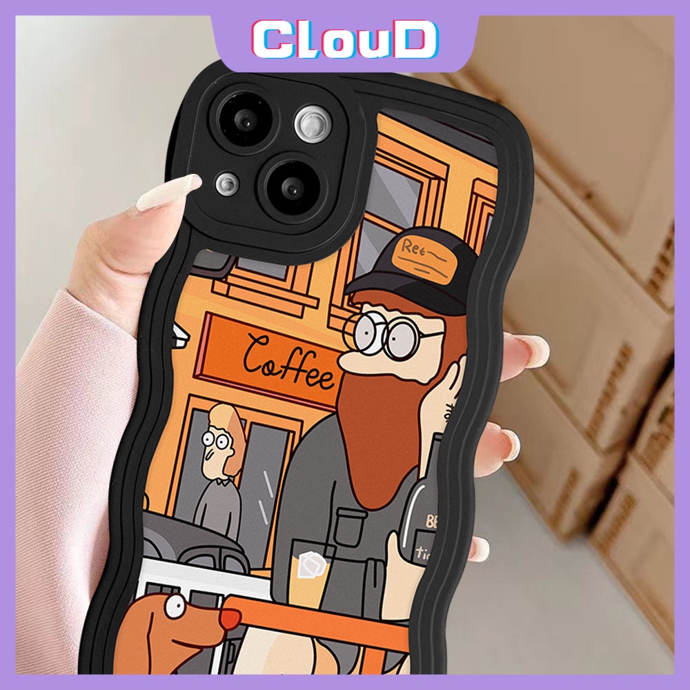 Case Kompatibel Untuk iPhone 11 Pro Max X 7Plus 6Plus XR XS Max13 11 12 14 Pro Max7 8 6s 6 Plus SE 2020 Ins Retro Art Ilustrasi Wavy Edge Soft TPU Back Full Cover