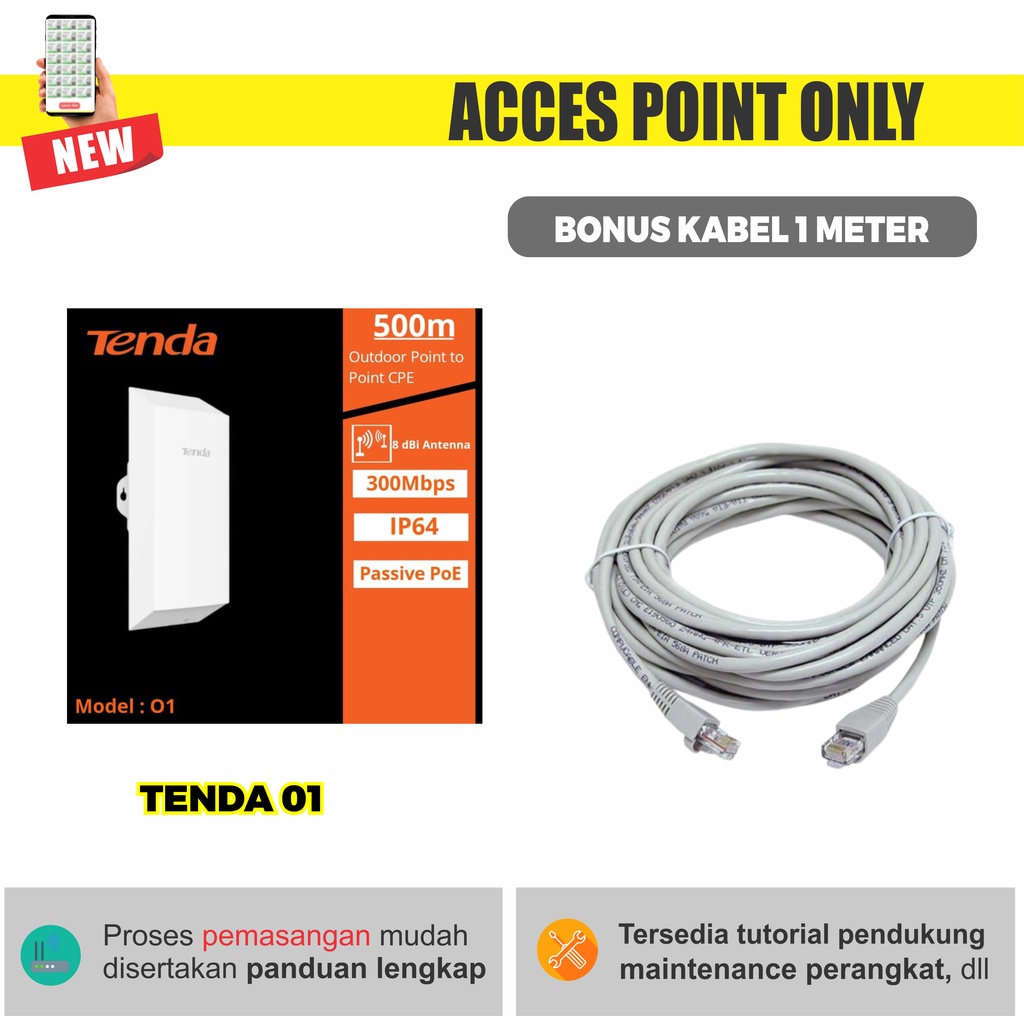 Access Point ONLY - Siap Pakai Full Setting Tenda 01