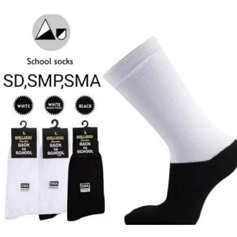 [AJS] Kaos Kaki Sekolah BACK TO SCHOOL/ Bahan Spandek/Kaos Kaki SD SMP SMA/Kaos Hitam Putih Polos