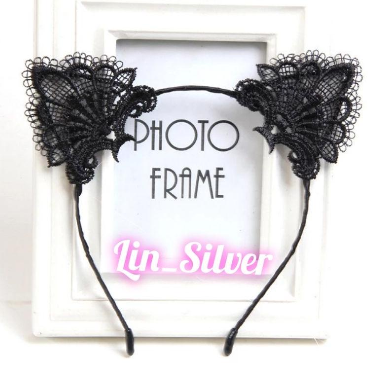 [KODE PRODUK CKFCW5856] Bando Kucing / Bando kuping Kucing Renda Hitam Wanita Anak
