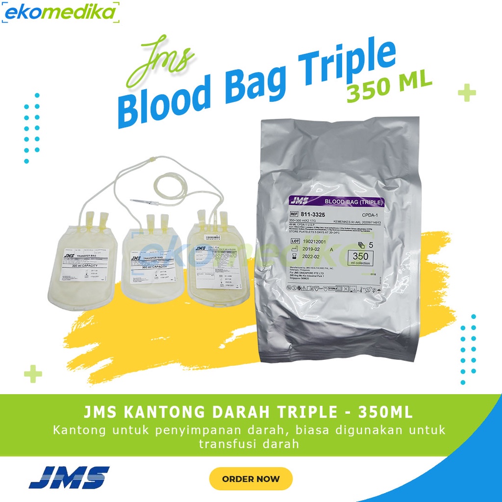 Blood Bag Triple Kantong Darah 350 ml JMS Blood Bag Triple 350cc isi 5 pcs / Kantong Darah PMI