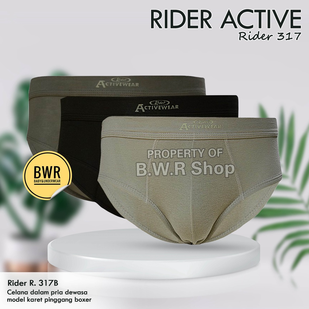 [ 3pc ] CD Rider R 317 B Hijau / Celana Dalam Pria Karet Rib Spandex - Bwr