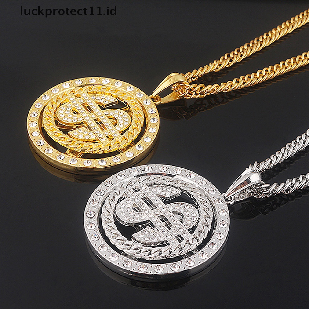 /Fashion Hot// Fashion// Tanda Uang Dolar As Yang Dapat Diputar Besar Liontin Kalung Pria Rapper Hip Hop.