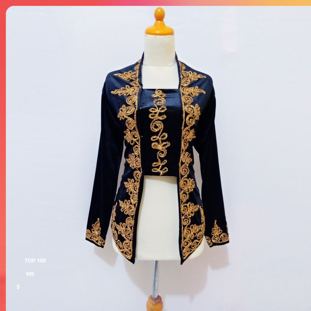 kebaya wanita Kebaya Bludru Kutubaru Kelabang MURAH HITAM Kebaya Bludru