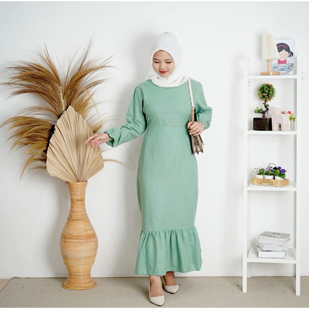 BEFAST - ZFS LONGDRESS SOFIA / ARQELA LINEN KOREAN MERMAID DRESS / Dress Pass Body Trendy / Maxy Dress Wanita Remaja / Pakaian Pesta/Kondangan / Longdress Lengan Panjang / Fashion Kekinian Wanita Remaja ABG / Outfit Style Selebgram