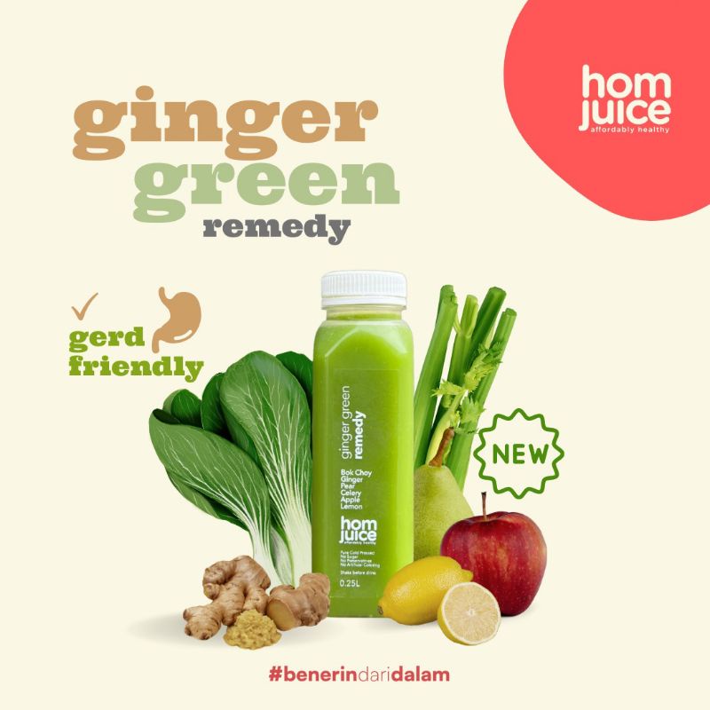 

Jus Sehat Jus Detox Cold Pressed Juice | Homjuice Ginger Green Remedy 250ml Mix Buah dan Sayur Tanpa Gula Tanpa Pengawet