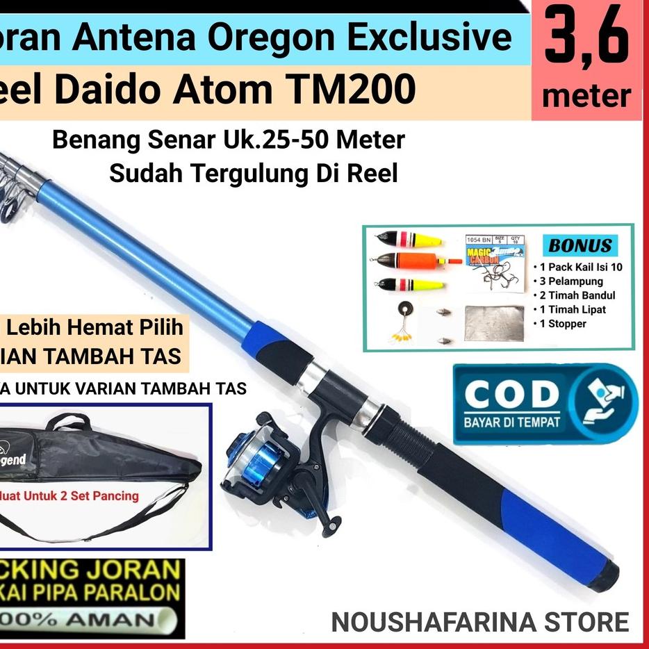 Terbaik ツ Pancing 1 set joran merk OREGON EXCLUSIVE panjang 360 cm / 3,6 meter - Reel Daido Atom TM2