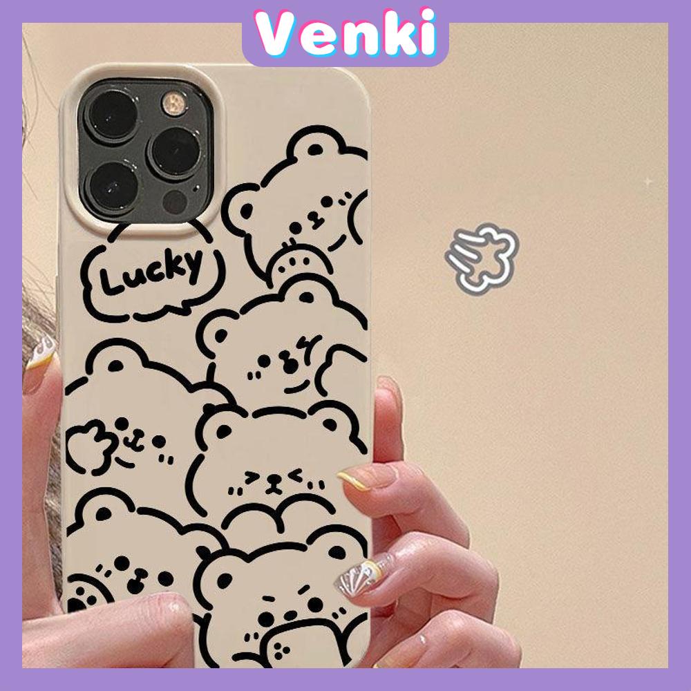 Case For iPhone 14 Pro Max Soft TPU Candy Case Cute Cartoon Little Bears Glossy Khaki Cover Camera Protection Shockproof For iPhone 13 12 11 Pro Max 7 8 Plus X XR