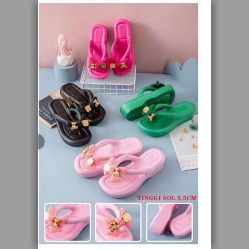 Sandal Jepit Jibbits Bear Bangkok Wedges High Quality S2