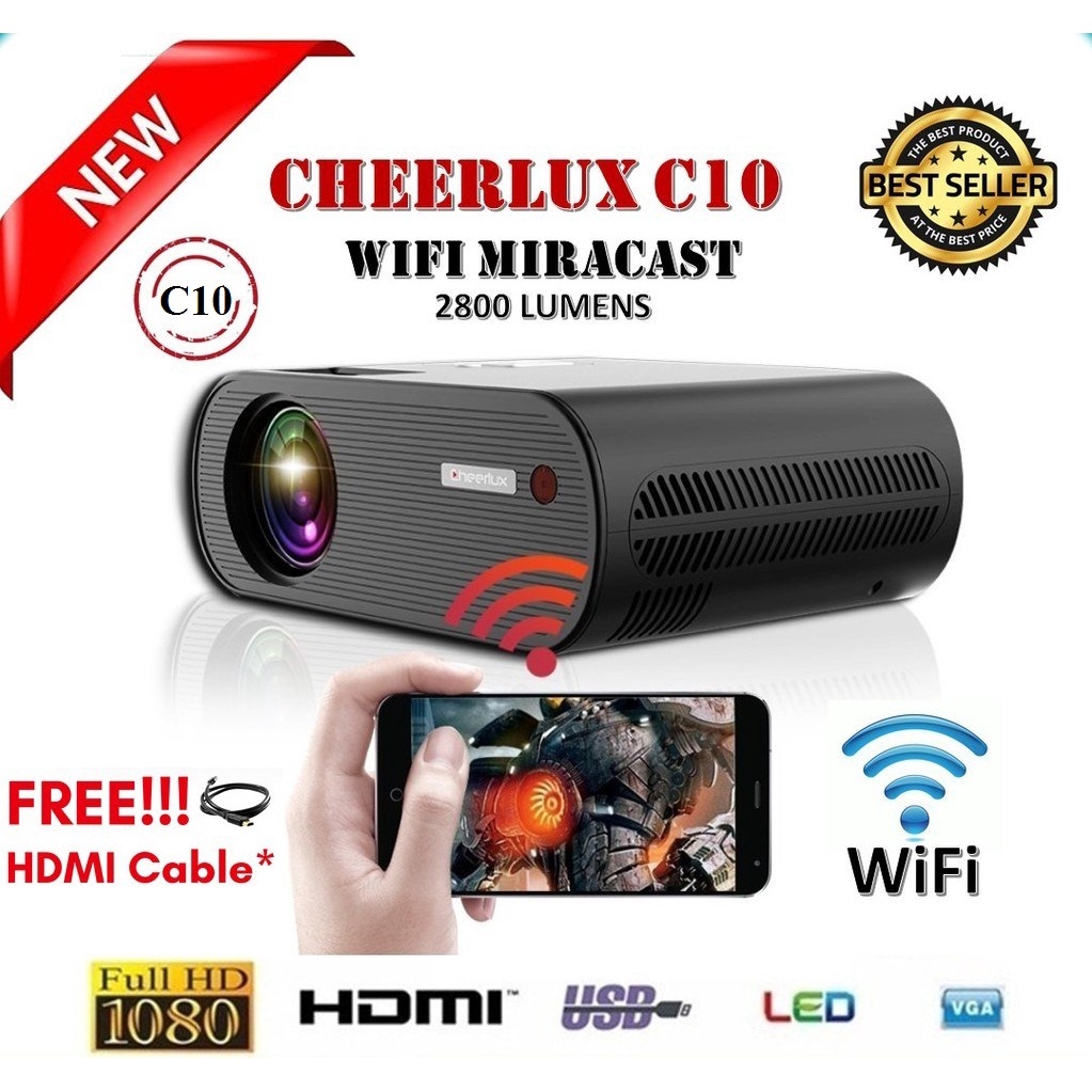 PROJECTOR CHEERLUX C10 WIFI TV TUNER 2600 LUMENS SUPPORT 1080P