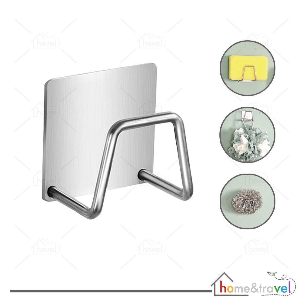 HOVELSHOP Tempat Spons Cuci Piring Dapur Gantungan Tempel Shower Puff Stainless Steel Serbaguna