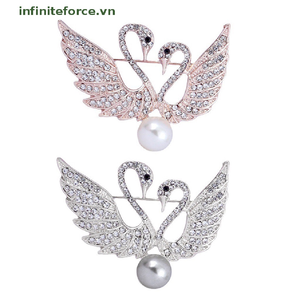 [INVN] Berlian Imitasi Mutiara Swan Bros Pesta Pernikahan Untuk Wanita Pakaian Brooch Aksesoris [VN]