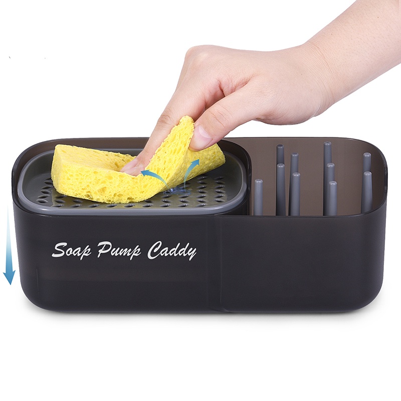 New Spons Kotak Sabun Rak Penyimpanan Pembersih Dapur Cuci Piring Panci Deterjen Press Cair