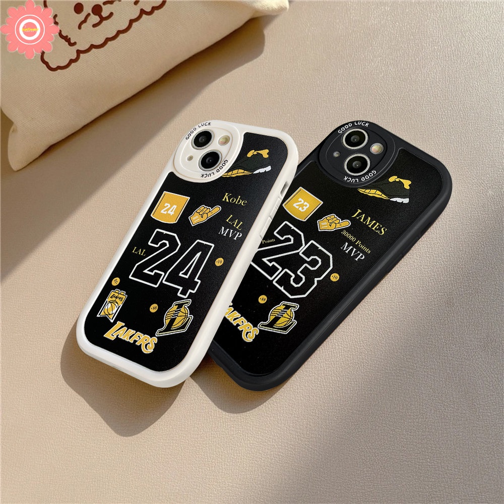 IPHONE Fashion N.B.A Lakers Kobe James Case Kompatibel Untuk Iphone7 8 6 6s Plus 11 13 12 14 11 Pro MAX 14 Plus XR X XS MAX SE 2020label Telepon Trendi Sarung Belakang TPU Lembut