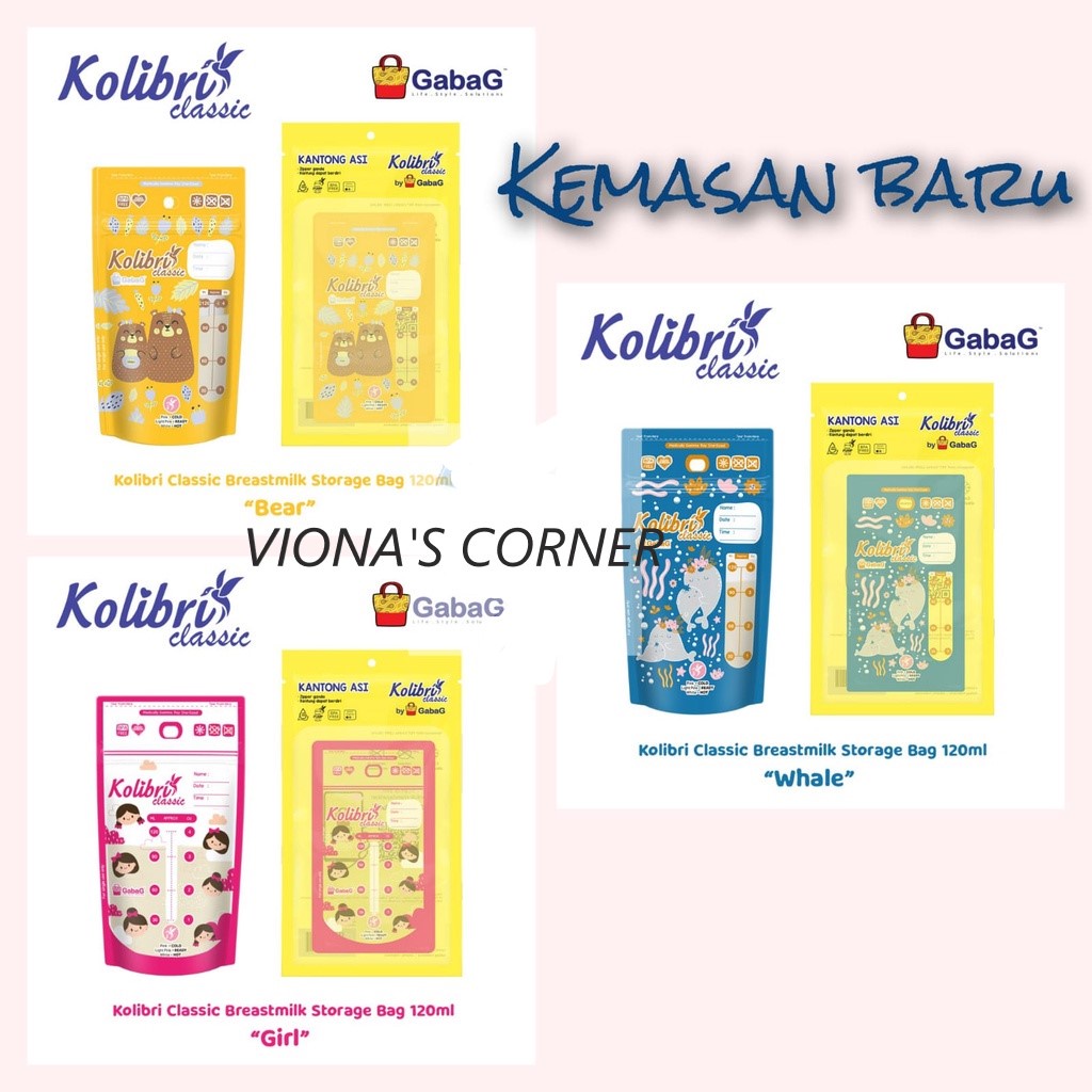 Gabag Kolibri Classic Kantong Asi ASIP Breast Milk Bag  120 ml/ Ayam Koening/ Honey Bear Edition/ Girl Edition/ Boys Edition/ Whale Edition/ Milky Cow