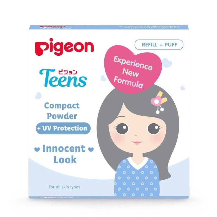 PIGEON Teens Compact Powder + UV Protection 14Gr / Bedak Padat Remaja | Refill Compact Uv Powder Pigeon / two way cake