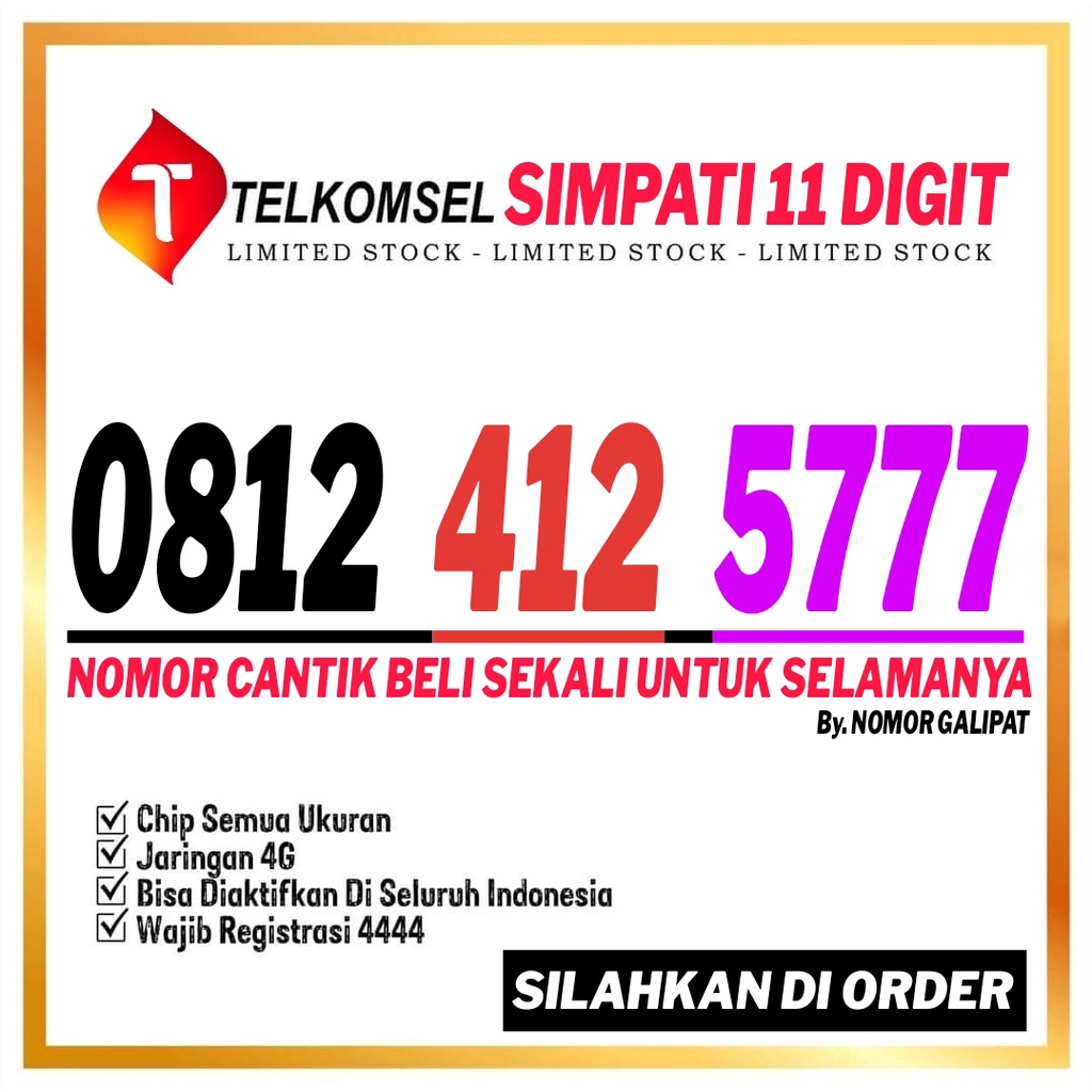 Nomor Cantik simPATI 11 DIGIT prabayar Triple ekor 777